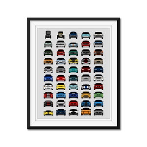 Ford History and Evolution Inspired Car Poster Print Wall Art Best of Ford Generations AX1 (Unframed)