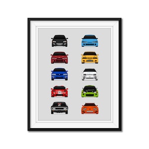 Best Cars from Fast and Furious Movie Inspired Poster Dominic Toretto Vin Diesel Brian O&#39;Connor Paul Walker Print Wall Art BX1 (Unframed)