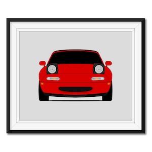 Mazda Miata MX-5 NA (1989-1997) Headlights Up Inspired Car Poster Print Wall Art Decor Roadster JDM CX1 (Unframed)