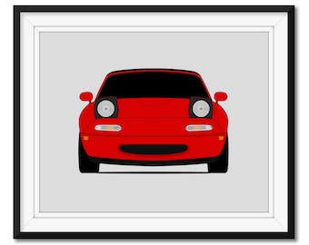 Mazda Miata MX-5 NA (1989-1997) Headlights Up Inspired Car Poster Print Wall Art Decor Roadster JDM CX1 (Unframed)