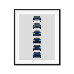 Nissan Skyline GT-R Generations (KPGC10 KPGC110 R32 R33 R34 R35) Inspired Poster Print Art History Evolution Skyline GTR AX1 (Unframed)