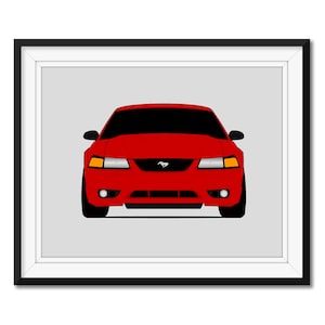 Ford Mustang SVT Cobra (1999-2002) Inspired Car Poster Print Wall Art Decor CX1 (Unframed)