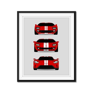 Ford GT Inspired Car Poster Print Wall Art of the History and Evolution of the Ford GT40 AX1 (Unframed)