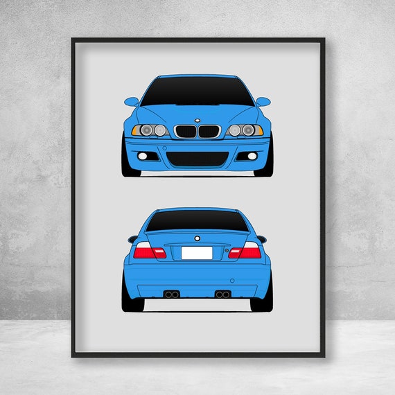 Bmw M3 E46 Front And Rear View Poster Print 3 Series Etsy