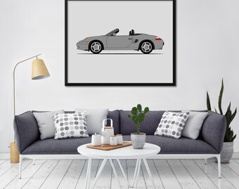 Porsche Boxster 986 (1996-2001) (side Profile) Car Poster Print