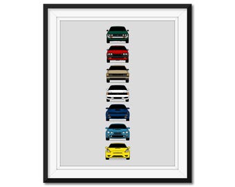 Toyota Celica Generations Car Poster Print Wall Art Decor of the History and Evolution of the Celica AX1 (Unframed)