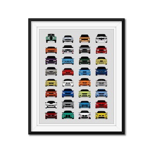 BMW History and Evolution Inspired Car Poster Print Wall Art Best of BMW Generations (M2, M3, M4, M5) AX1 (Unframed)