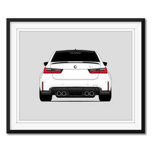 BMW M3 G80 (2021-Present) (Rear) Inspired Car Poster Print Wall Art Decor CX1 (Unframed)