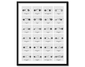 Formula Race Car Evolution Generations Poster Print Wall Art BX3 (Unframed)