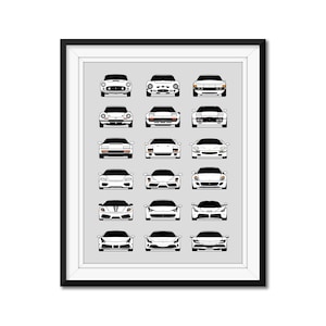 Customizable Version: Ferrari History Evolution Inspired Car Poster Print Best Generations (250, F40, F50, Enzo, LaFerrari) AX2 (Unframed)