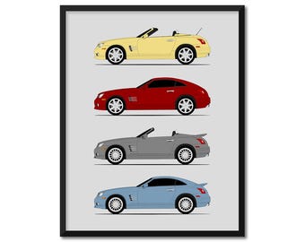 Chrysler Crossfire Poster (Side Profile) Print Wall Art Decor of the Chrysler Generations History Evolution AX1 (Unframed)
