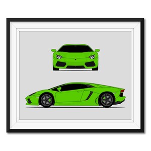 Lamborghini Aventador (Front and Side) Inspired Car Poster Print Wall Art Decor DX3 (Unframed)