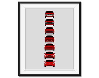 Toyota Celica Generations Car Poster Print Wall Art Decor of the History and Evolution of the Celica AX1 (Unframed)