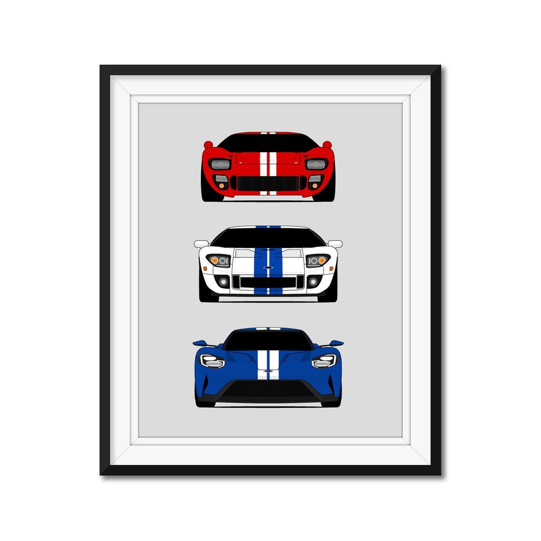 Ford GT Inspired Car Poster Print Wall Art of the History and Evolution ...
