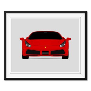 Ferrari 488 (2015-2019) Inspired Car Poster Print Wall Art Decor CX1 (Unframed)