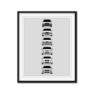 BMW M5 Inspired Car Poster Print Wall Art History and Evolution M5 Generations (BMW Models: E28, E34, E39, E60, F10, F90) AX1 (Unframed)