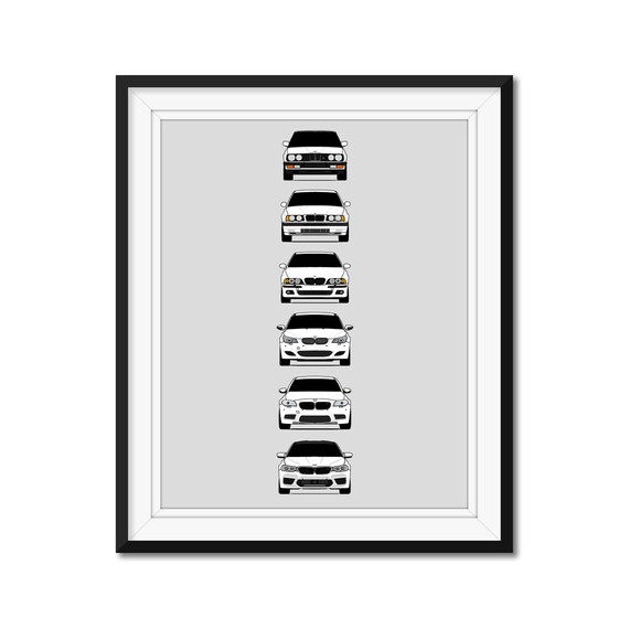 BMW M5 Inspired Car Poster Print Wall Art History and