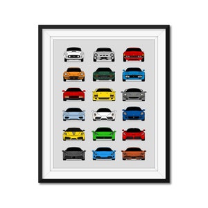 Ferrari History and Evolution Inspired Car Poster Print Wall Art Best of Ferrari Generations (250, F40, F50, Enzo, LaFerrari) AX1 (Unframed)