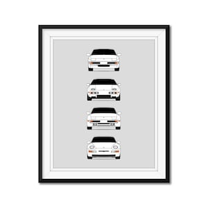 Customizable Version: Porsche Front Engine 924 928 944 968 Generations Inspired Car Poster Print History Evolution of Porsche AX2 (Unframed)