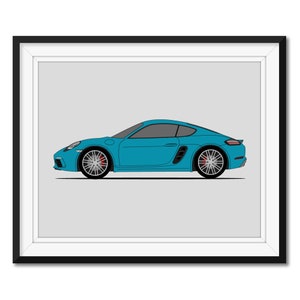 Porsche Cayman S 981 12 16 Side Profile View Poster Etsy