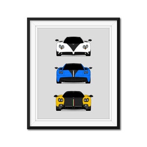 Pagani Zonda Huayra Generations Inspired Car Poster Print Wall Art Decor of the History and Evolution of Pagani Automobili AX1 (Unframed)
