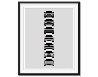 Toyota Celica Generations Car Poster Print Wall Art Decor of the History and Evolution of the Celica AX1 (Unframed)