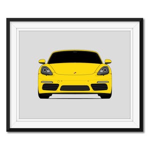 Porsche Boxster 718 (2017-2020) autoposter print muurkunst decor CX1 (ingelijst)
