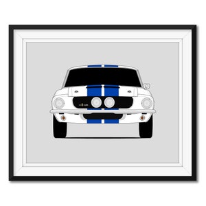 Ford Mustang 1967 Shelby GT500 Cobra Inspired Car Poster Print Wall Art Decor Carroll Shelby S1 CX2 (Unframed)