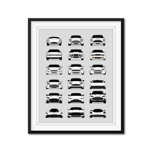 Customizable Version: Aston Martin History and Evolution Inspired Poster Print Art Best Aston Martin Generations Vantage, DB5 AX2 (Unframed)