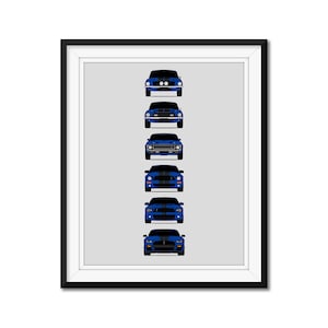 Shelby Mustang GT500 Generations Inspired Car Poster Print Wall Art of the History and Evolution of the Ford Shelby GT500 AX1 (Unframed)
