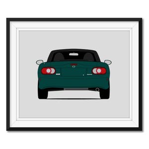 Mazda Miata MX-5 NB (1998-2005) (Rear) Car Poster Print Wall Art Decor Roadster JDM CX1 (Unframed)