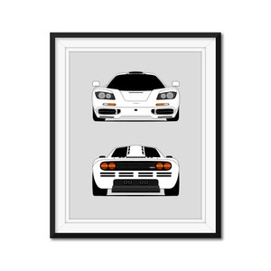 McLaren F1 (1993-1998) (Front and Rear) Inspired Car Poster Print Wall Art Decor DX1 (Unframed)