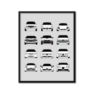 Customizable Version: Alfa Romeo History and Evolution Inspired Car Poster Print Wall Art Best of Alfa Romeo Generations AX2 (Unframed)