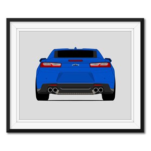 Chevy Camaro SS (2016-2018) 6th Generation (Rear) Inspired Car Poster Print Wall Art Decor CX1 (Unframed)