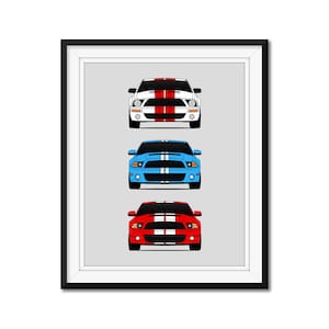 Shelby Mustang GT500 Late Model Inspired Car Poster Print Wall Art of the History and Evolution of the Ford Shelby GT500 BX1 (Unframed)