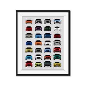 BMW M Car History Car Poster Print Wall Art of all BMW M Series Cars (BMW Car Models: M3, M4, M5, M2, M6, M1) AX1 (Unframed)