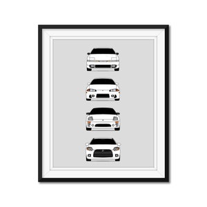 Customizable Version: Mitsubishi Eclipse Inspired Car Poster Print of History Evolution Mitsubishi Eclipse 1G 2G 3G 4G AX2 (Unframed)