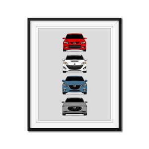 Mazda 3 Generations Inspired Car Poster Print Wall Art the History and Evolution MazdaSpeed3 Mazda3 (bk, BL, BM, BP) AX1 (Unframed)