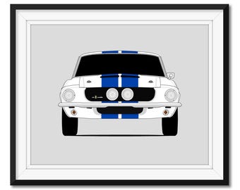 Plakat z wizerunkiem samochodu Ford Mustang 1967 Shelby GT500 Cobra, dekoracja ścienna Carroll Shelby S1 CX2 (bez ramki)