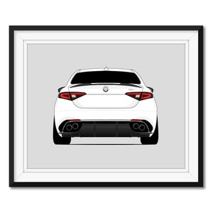 Alfa Romeo Giulia Quadrifoglio 952 (2016-Present) (Rear) Inspired Car Poster Print Wall Art Decor (Speciale Veloce) Re CX1 (Unframed)