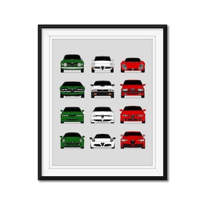 Alfa Romeo History and Evolution Inspired Car Poster Print Wall Art Decor of the Best of Alfa Romeo Generations AX1 (Unframed)