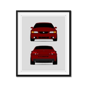 Ford Mustang SVT Cobra Terminator SN95 (2003-2004) (Front and Rear) Poster Print Wall Art Decor DX1 (Unframed)