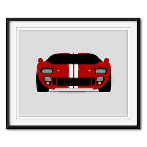 Ford GT40 (1964-1965) Inspired Car Poster Print Wall Art Decor Carroll Shelby Le Mans CX2 (Unframed)