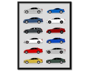 Cadillac V-Series Inspired Poster (Side Profile) Print Art CTS-V STS-V ATS-V CT6-V CT5-V CT4-V Generations History Evolution BX1 (Unframed)