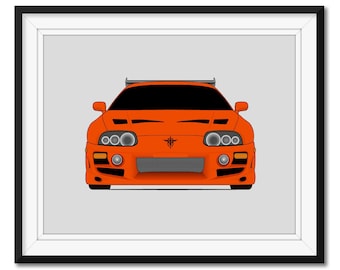 Toyota Supra MK4 (A80) (1993-1998) the Fast and the Furious Car Poster Print Wall Art Brian O'Connor (Paul Walker) BX5 (Unframed)