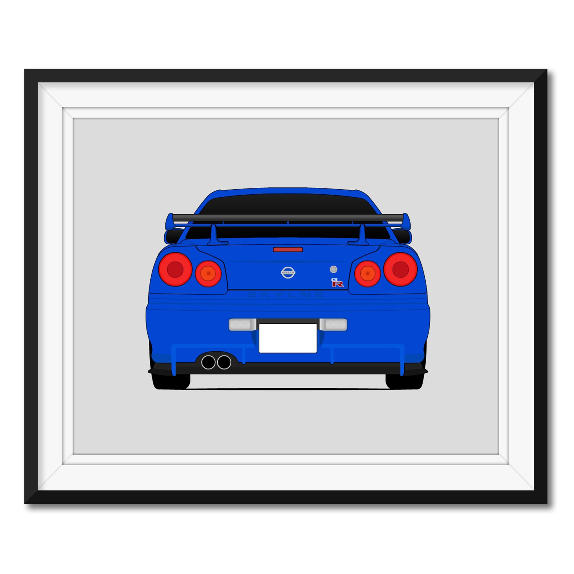 Nissan Skyline R34 Gt R Rear Inspired Car Poster Print Wall Etsy New Zealand