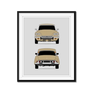 Citroen DS (1968-1975) (Front and Rear) Inspired Poster Print Wall Art Decor DX1 (Unframed)
