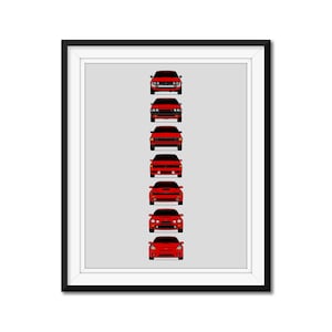 Toyota Celica Generations Inspired Car Poster Print Wall Art Decor of the History and Evolution of the Celica AX1 (Unframed)