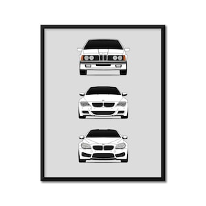 Customizable Version: BMW M6 Inspired Car Poster Print Art History Evolution M6 Generations BMW Models E24 E63 E64 F12 F13 AX2 (Unframed)
