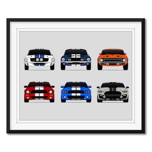 Shelby GT500 Ford Mustang Inspired Poster Print Wall Art History and Evolution Ford Shelby GT500 Poster Print Wall Art BX1 (Unframed)